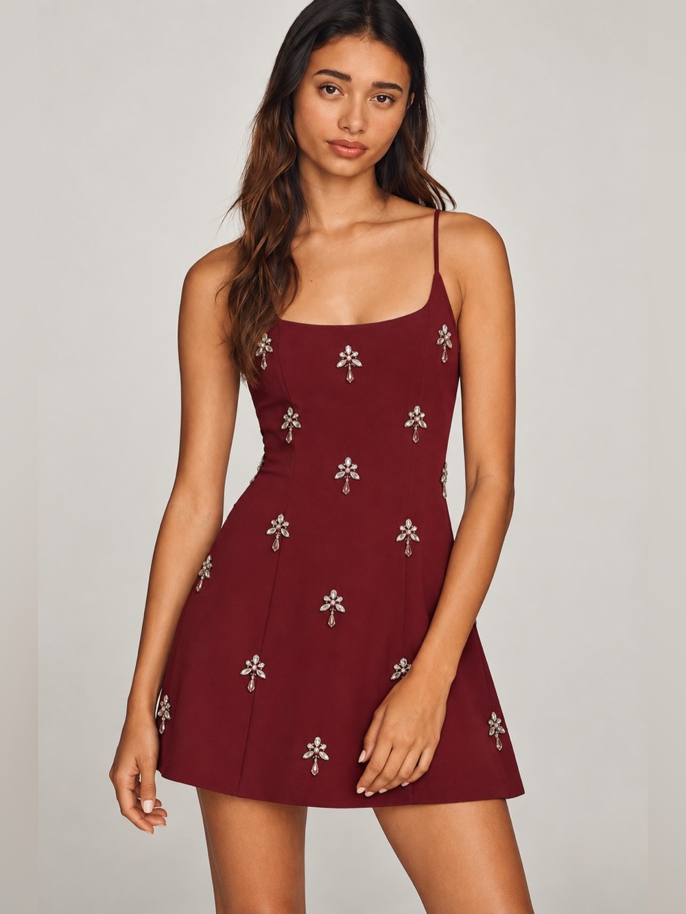 NWT Gianni Bini Mika Jewel Crepe A-Line Mini Dress Sz 6